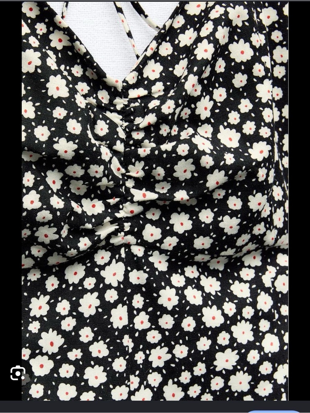 Zara Floral Spaghetti-Strap Midi Dress in Black and White Size Medium NWT - Picture 8 of 10